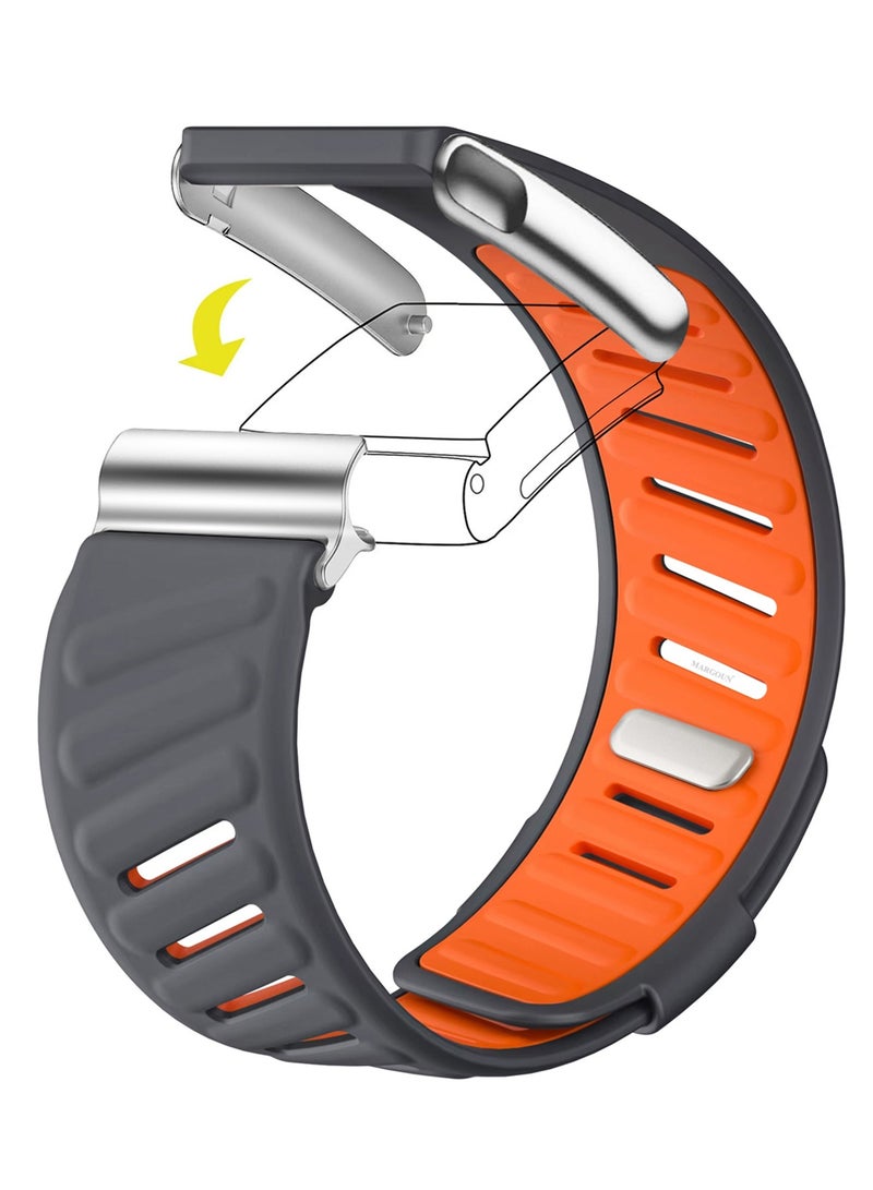 CATANES Silicone Sports Replacement Strap for Whoop 5.0 / Whoop 5.0 Life (MG Model) - MG - Adjustable and Waterproof Wristband - Orange and Grey - Image 2